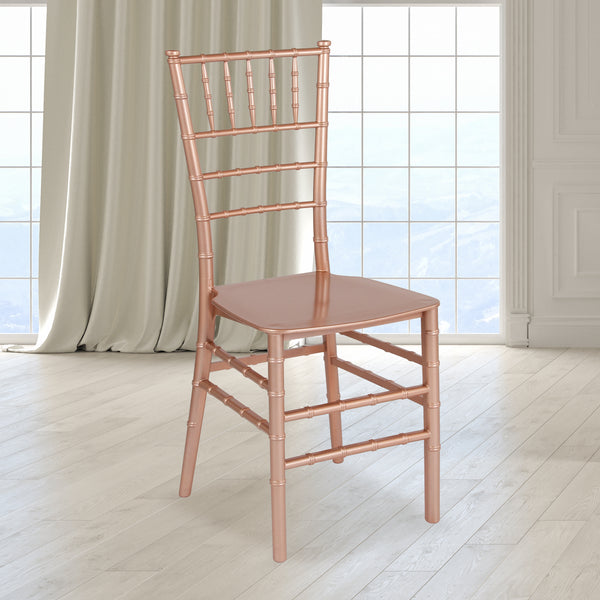 SINGLEWAVE Series Rose Gold Resin Stacking Chiavari Chair