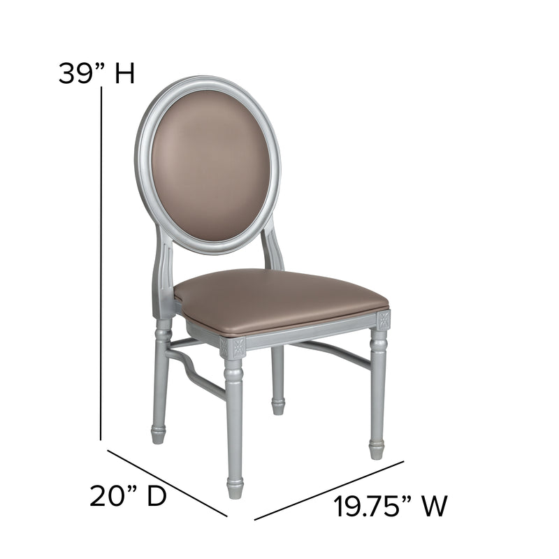 SINGLEWAVE Series 900 lb. Capacity King Louis Chair with Taupe Vinyl Back and Seat and Silver Frame