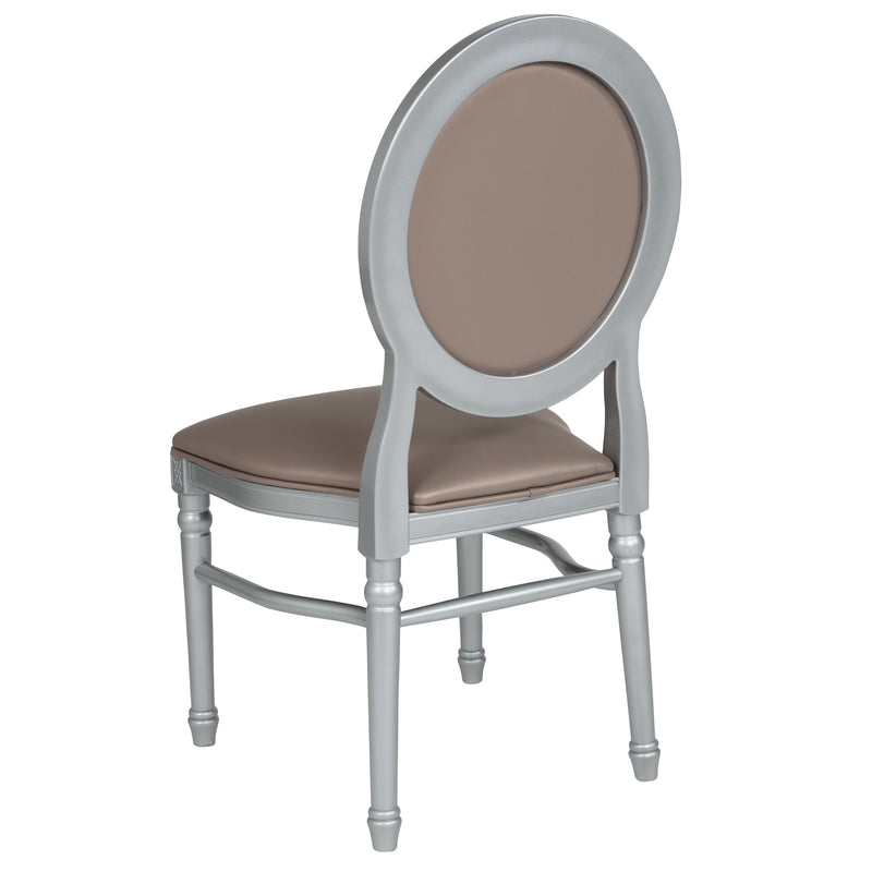 SINGLEWAVE Series 900 lb. Capacity King Louis Chair with Taupe Vinyl Back and Seat and Silver Frame