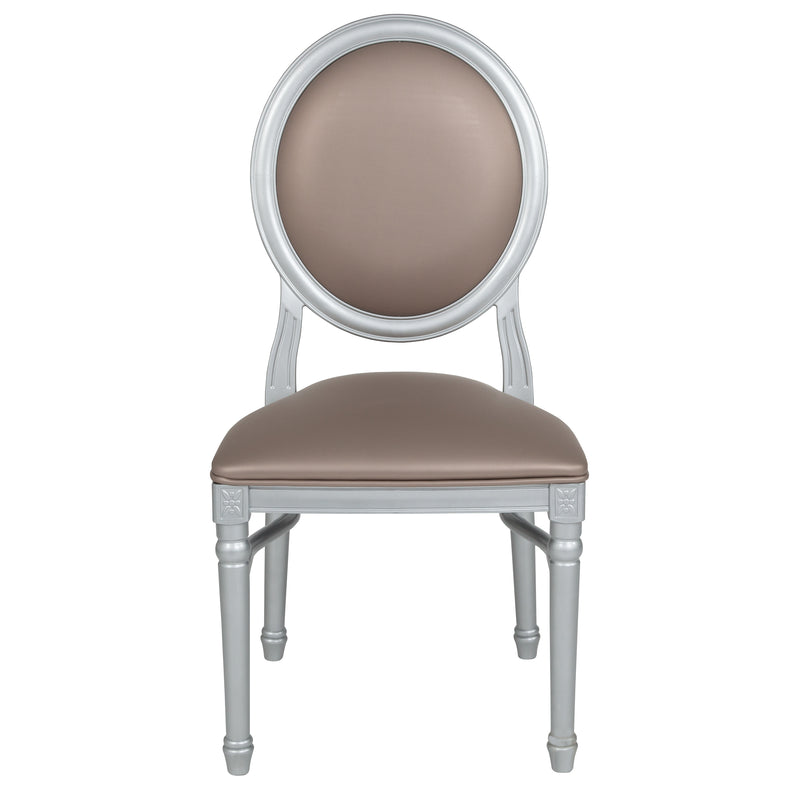 SINGLEWAVE Series 900 lb. Capacity King Louis Chair with Taupe Vinyl Back and Seat and Silver Frame