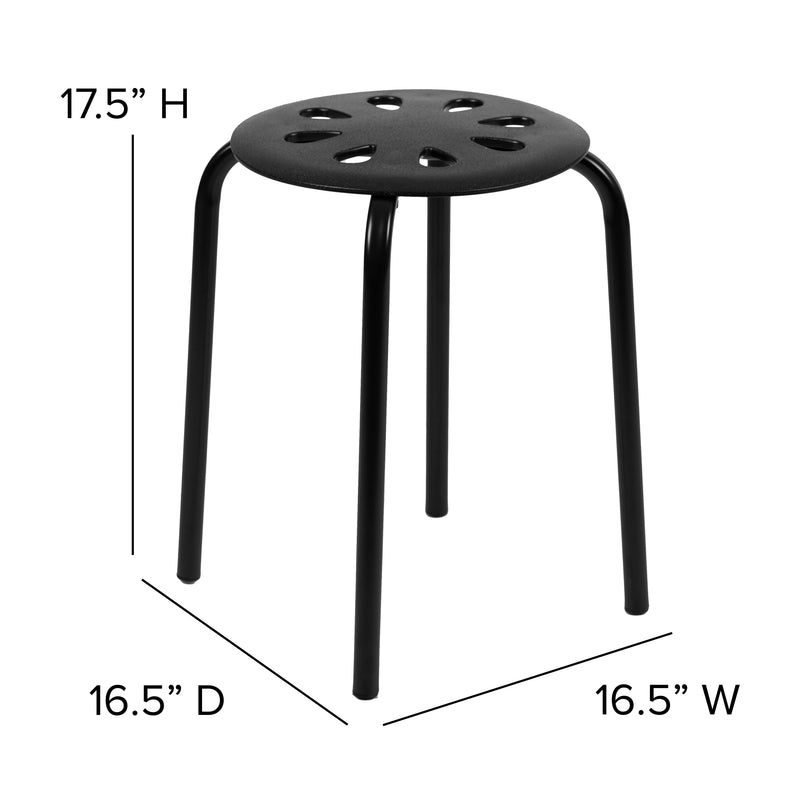 Plastic Nesting Stack Stools, 17.5"Height, Black (5 Pack)