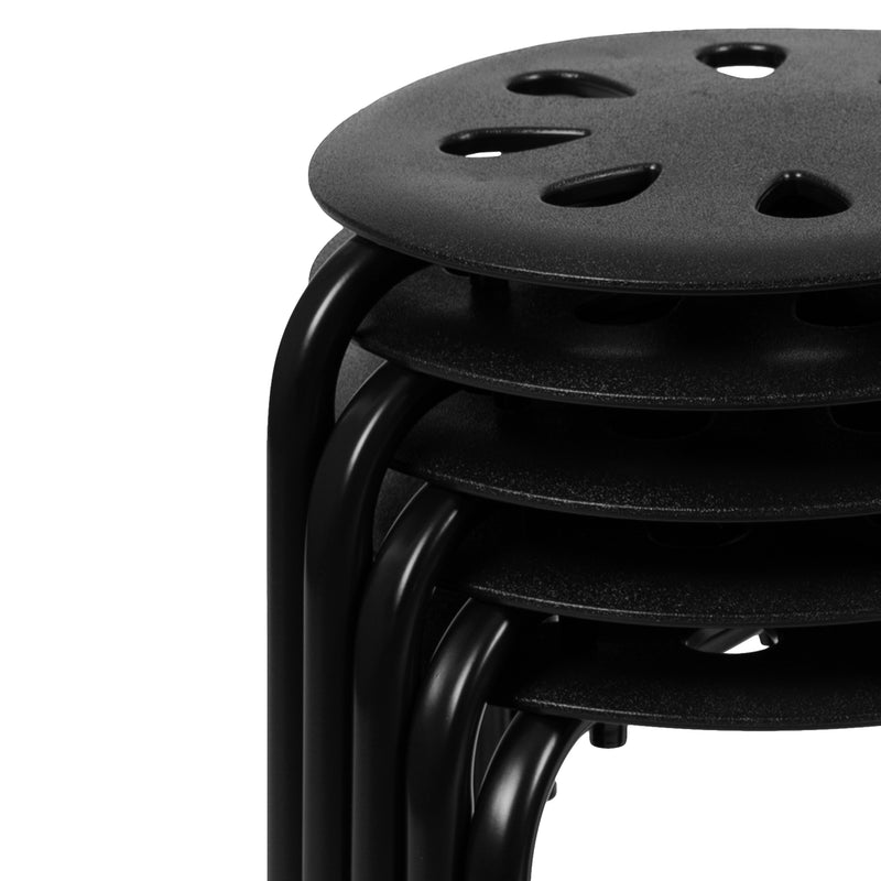 Plastic Nesting Stack Stools, 17.5"Height, Black (5 Pack)