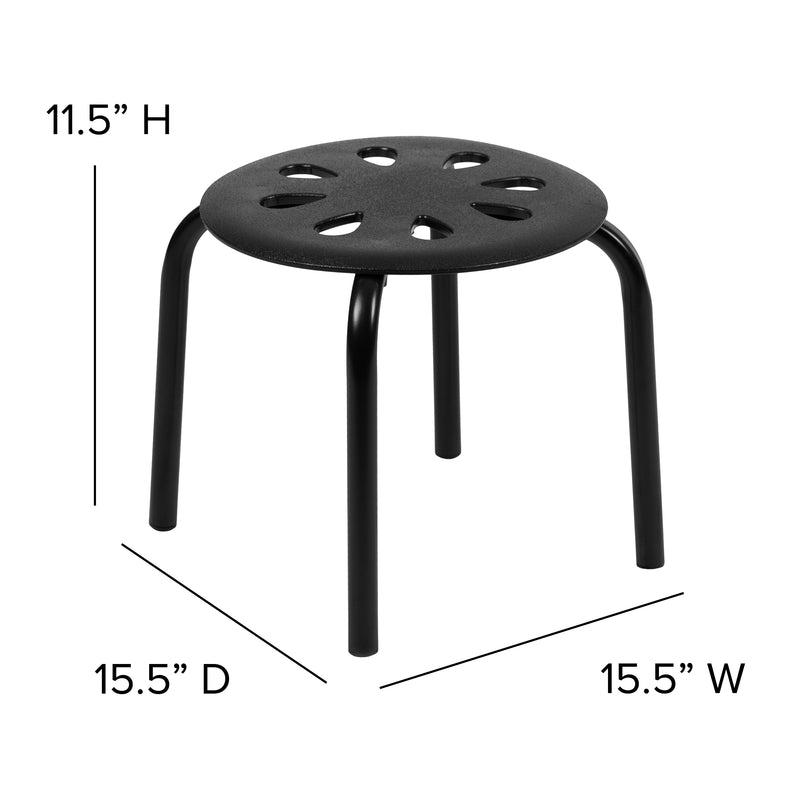 Plastic Nesting Stack Stools, 11.5"Height, Black (5 Pack)