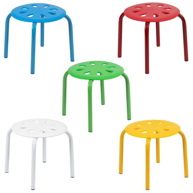 Plastic Nesting Stack Stools, 11.5"Height, Assorted Colors (5 Pack)