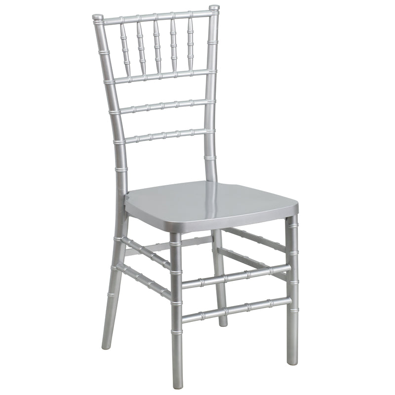 SINGLEWAVE PREMIUM Series Silver Resin Stacking Chiavari Chair