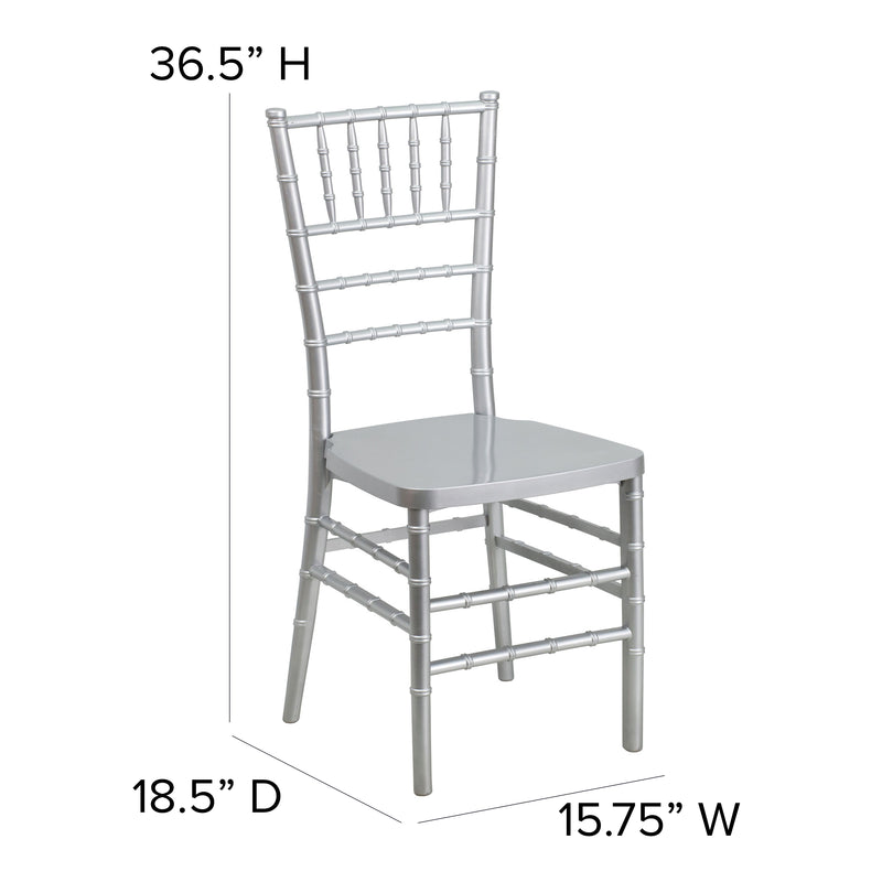 SINGLEWAVE PREMIUM Series Silver Resin Stacking Chiavari Chair