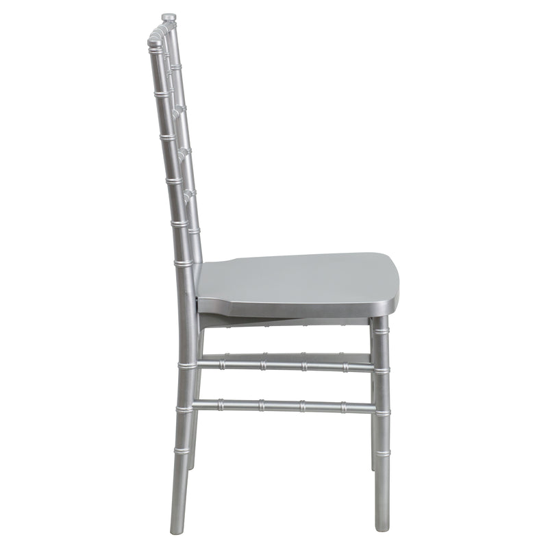 SINGLEWAVE PREMIUM Series Silver Resin Stacking Chiavari Chair