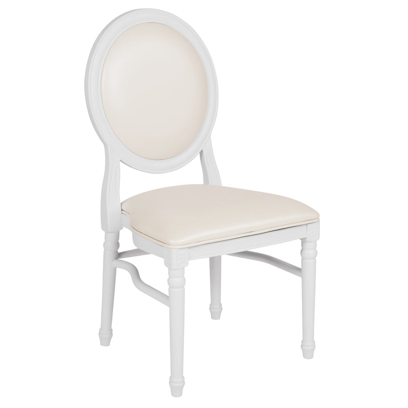 SINGLEWAVE Series 900 lb. Capacity King Louis Chair with White Vinyl Back and Seat and White Frame