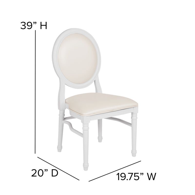 SINGLEWAVE Series 900 lb. Capacity King Louis Chair with White Vinyl Back and Seat and White Frame