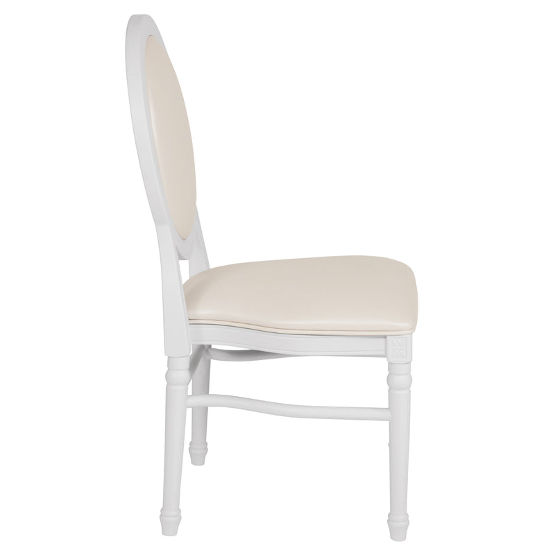 SINGLEWAVE Series 900 lb. Capacity King Louis Chair with White Vinyl Back and Seat and White Frame