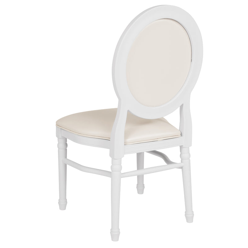 SINGLEWAVE Series 900 lb. Capacity King Louis Chair with White Vinyl Back and Seat and White Frame