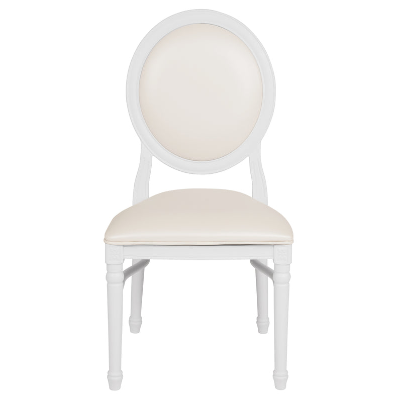 SINGLEWAVE Series 900 lb. Capacity King Louis Chair with White Vinyl Back and Seat and White Frame