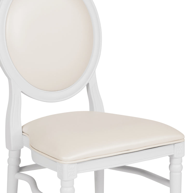 SINGLEWAVE Series 900 lb. Capacity King Louis Chair with White Vinyl Back and Seat and White Frame