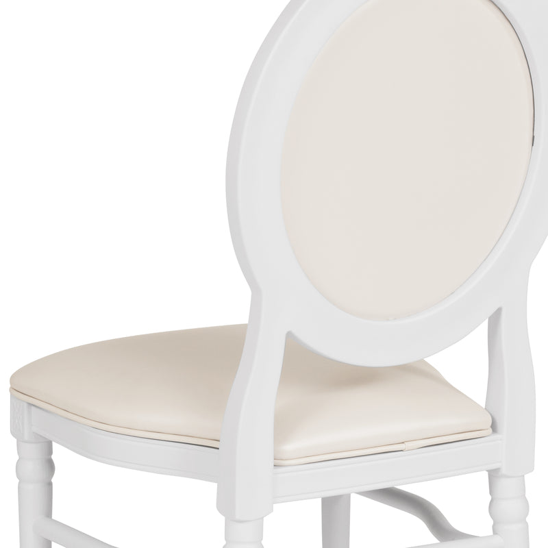 SINGLEWAVE Series 900 lb. Capacity King Louis Chair with White Vinyl Back and Seat and White Frame