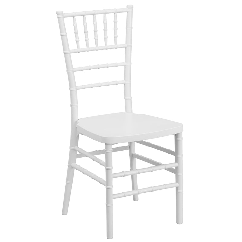 SINGLEWAVE PREMIUM Series White Resin Stacking Chiavari Chair