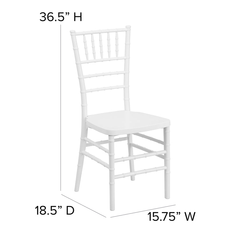 SINGLEWAVE PREMIUM Series White Resin Stacking Chiavari Chair