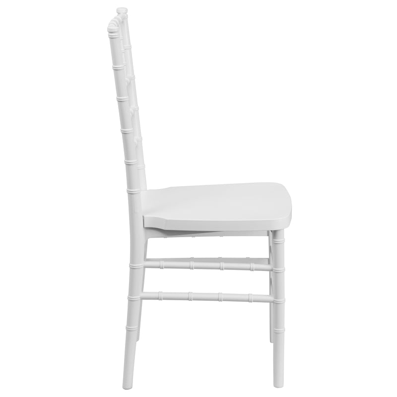 SINGLEWAVE PREMIUM Series White Resin Stacking Chiavari Chair