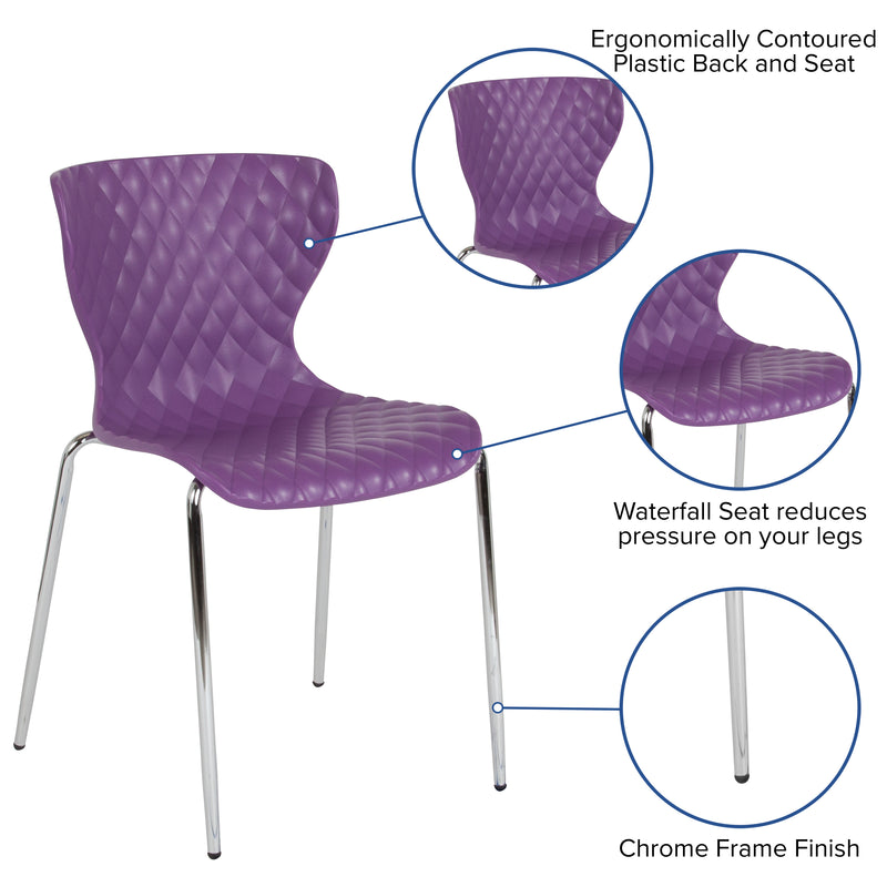 Lowell Contemporary Design Purple Plastic Stack Chair