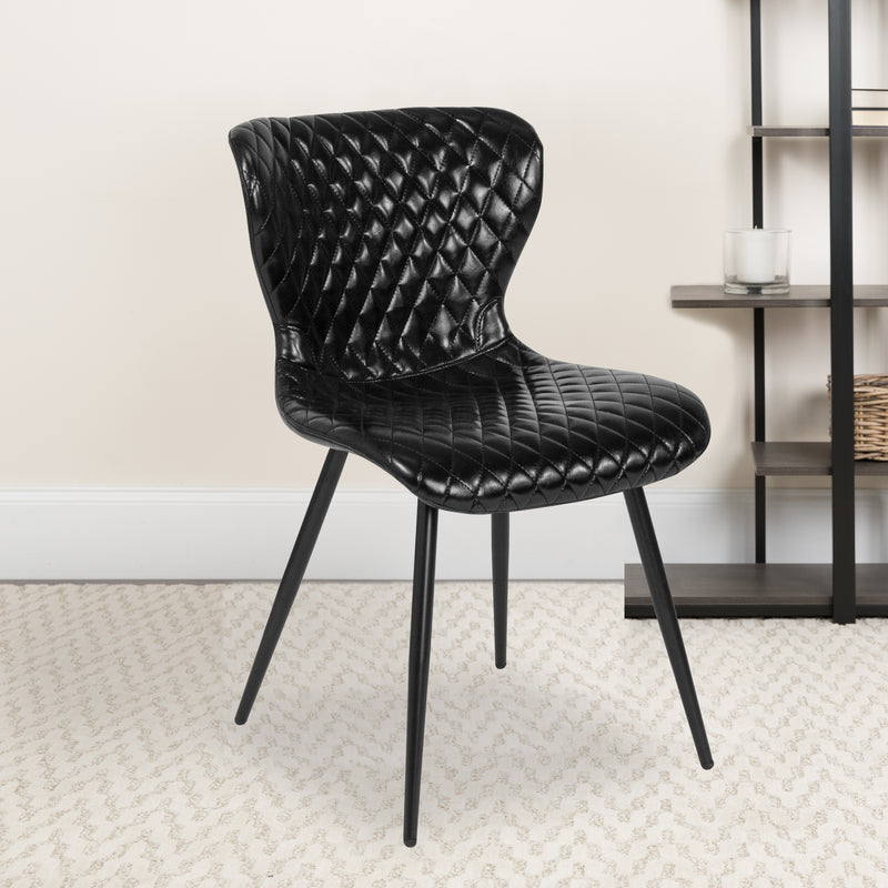 Bristol Contemporary Upholstered Chair in Black Vinyl