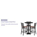 30'' Round Black Laminate Table Set with 3 Ladder Back Metal Barstools - Cherry Wood Seat