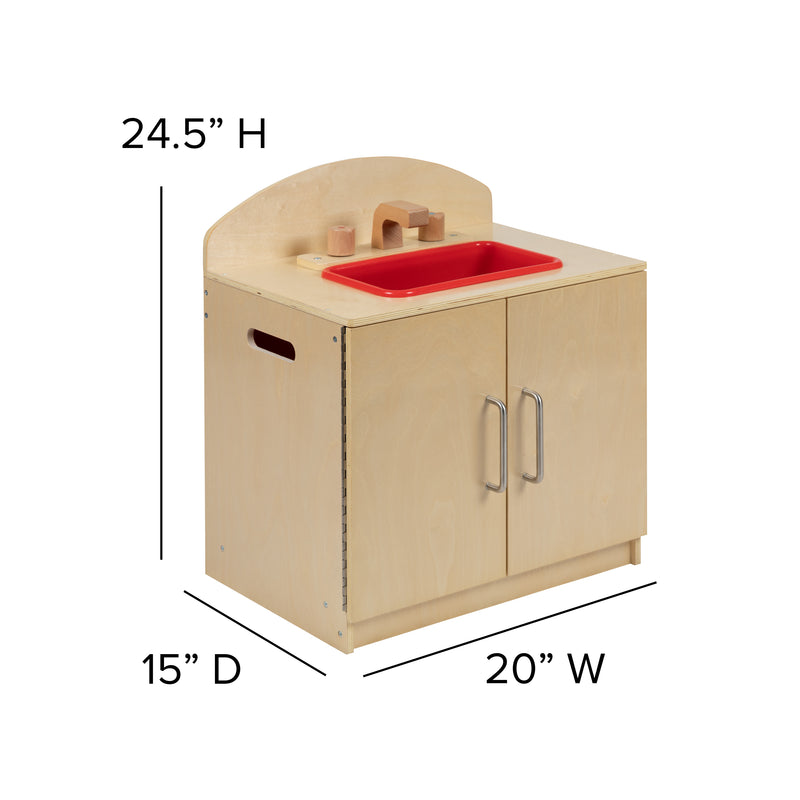 Children's Wooden Kitchen Sink for Commercial or Home Use - Safe, Kid Friendly Design