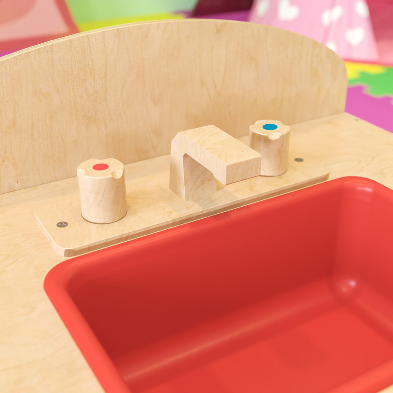 Children's Wooden Kitchen Sink for Commercial or Home Use - Safe, Kid Friendly Design