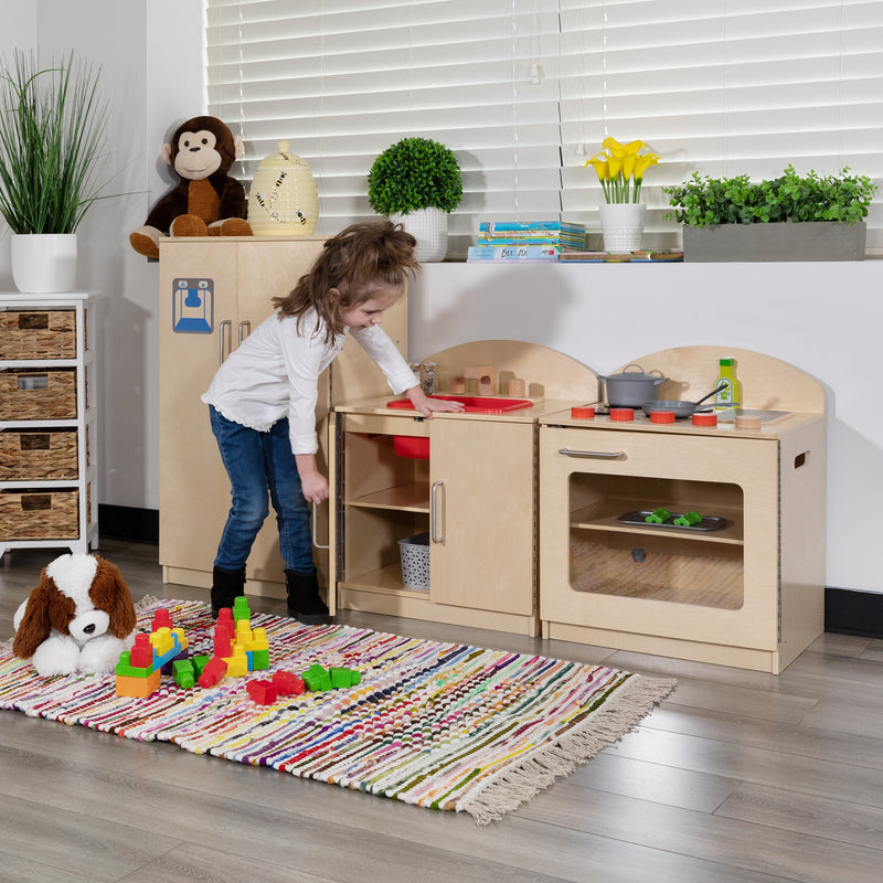 Children's Wooden Kitchen Set - Stove, Sink and Refrigerator for Commercial or Home Use - Safe, Kid Friendly Design