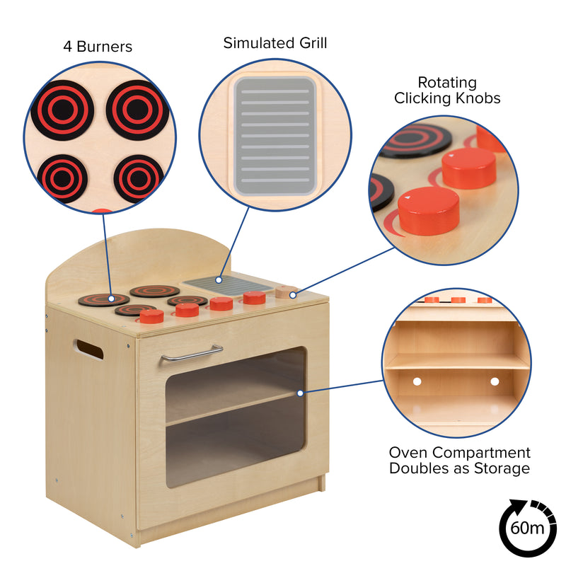 Children's Wooden Kitchen Set - Stove, Sink and Refrigerator for Commercial or Home Use - Safe, Kid Friendly Design