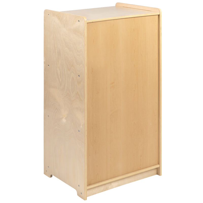 Wooden 3 Section School Classroom Storage Cabinet for Commercial or Home Use - Safe, Kid Friendly Design - 36"H (Natural)