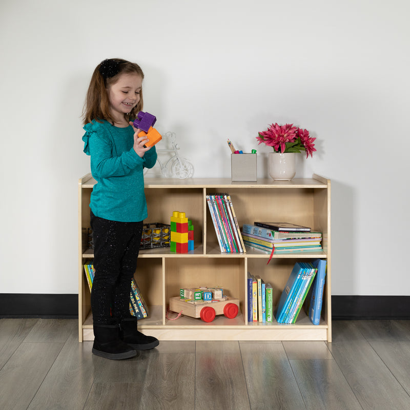 Wooden 5 Section School Classroom Storage Cabinet for Commercial or Home Use - Safe, Kid Friendly Design - 24"H x 36"L (Natural)