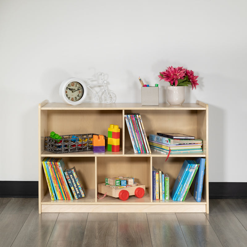 Wooden 5 Section School Classroom Storage Cabinet for Commercial or Home Use - Safe, Kid Friendly Design - 24"H x 36"L (Natural)