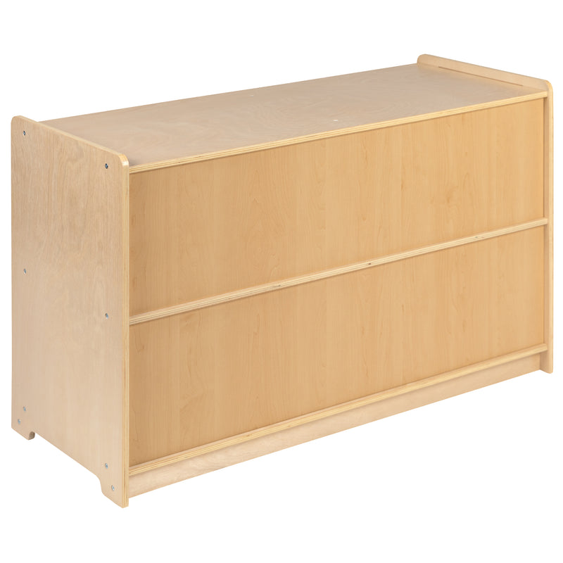 Wooden 5 Section School Classroom Storage Cabinet for Commercial or Home Use - Safe, Kid Friendly Design - 24"H x 36"L (Natural)