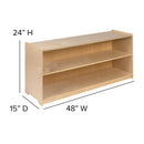 Wooden 2 Section School Classroom Storage Cabinet for Commercial or Home Use - Safe, Kid Friendly Design - 24"H x 48"L (Natural)