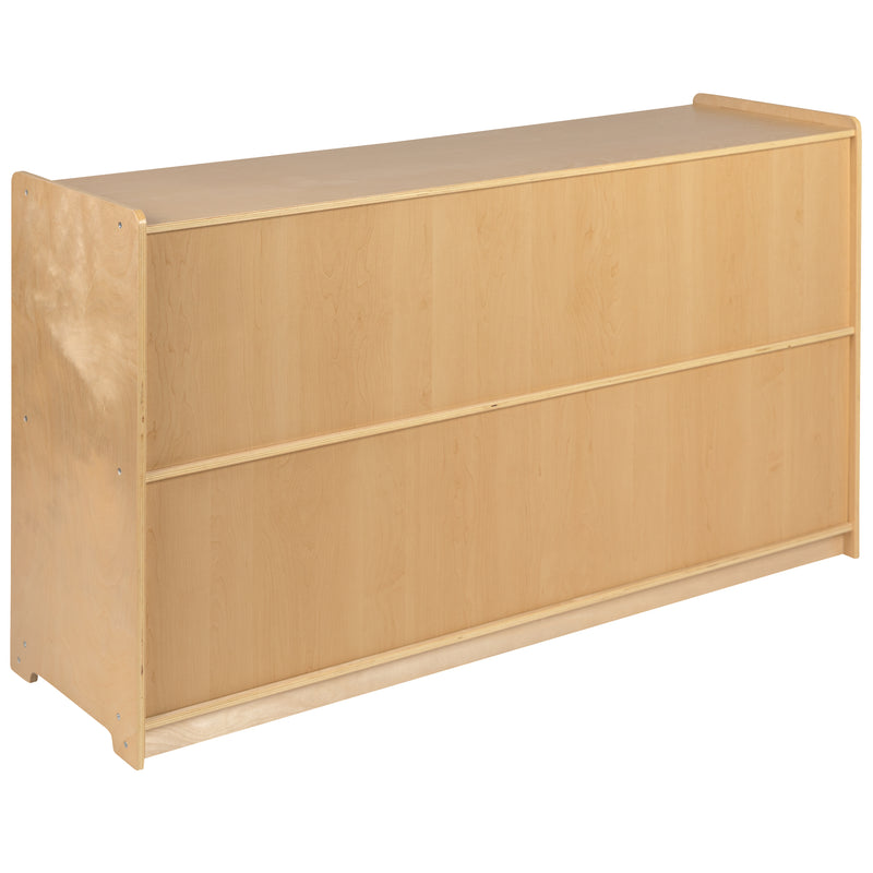 Wooden 2 Section School Classroom Storage Cabinet for Commercial or Home Use - Safe, Kid Friendly Design - 30"H x 48"L (Natural)