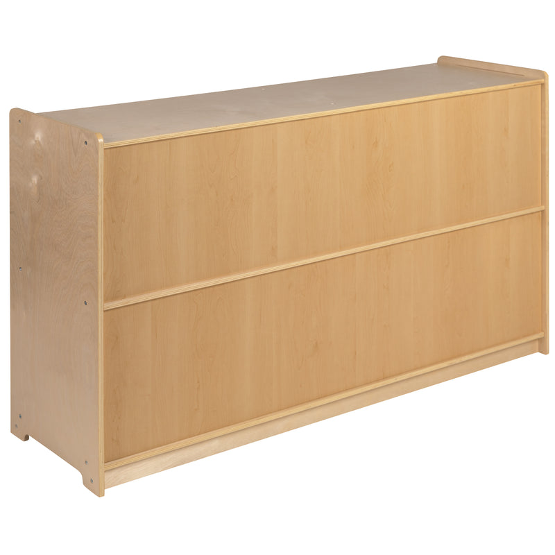 Wooden 5 Section School Classroom Storage Cabinet for Commercial or Home Use - Safe, Kid Friendly Design - 30"H x 48"L (Natural)