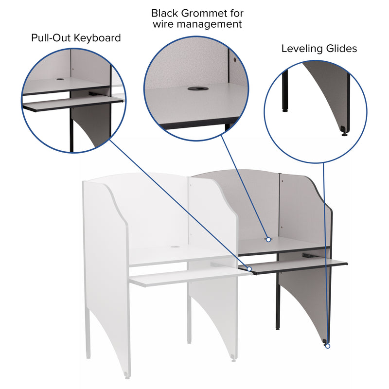 Add-On Study Carrel in Nebula Grey Finish