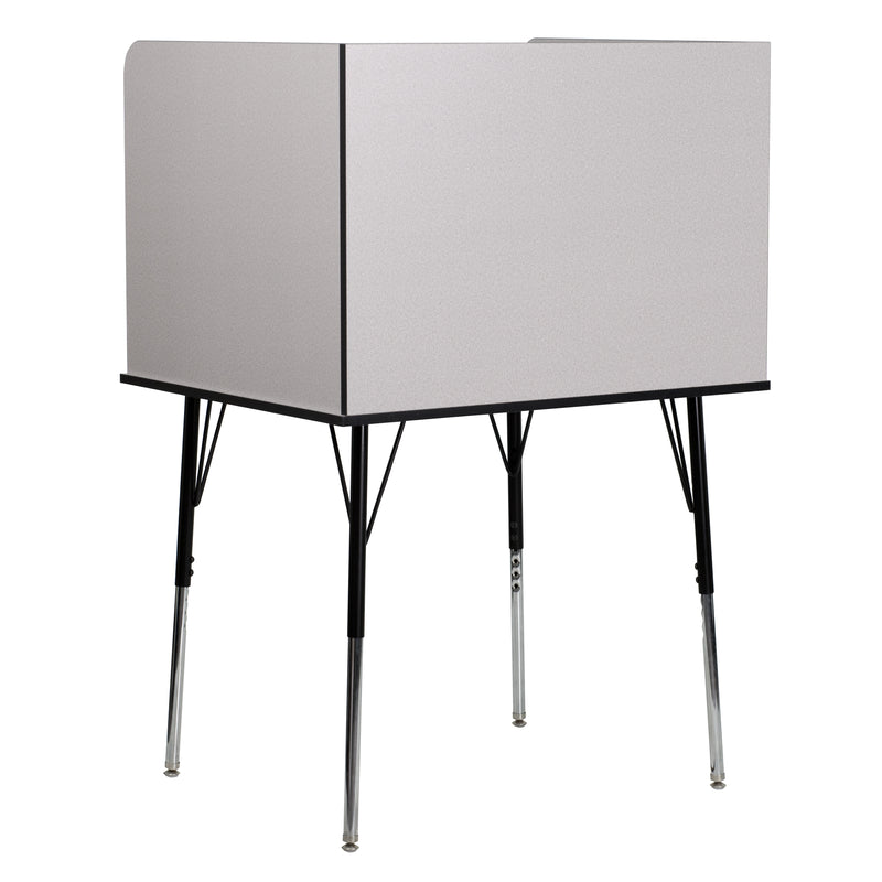 Stand-Alone Study Carrel with Top Shelf - Height Adjustable Legs and Wire Management Grommet - Nebula Grey Finish