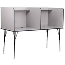 Stand-Alone Double Study Carrel with Top Shelf - Height Adjustable Legs and Wire Management Grommet - Nebula Grey Finish