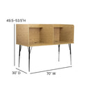 Stand-Alone Double Study Carrel with Top Shelf - Height Adjustable Legs and Wire Management Grommet - Oak Finish