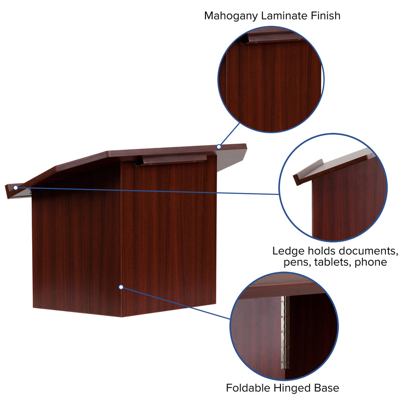 Foldable Tabletop Lectern in Mahogany