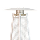 Patio Outdoor Heating-Silver Stainless Steel Pyramid 42,000 BTU Propane Heater with Wheels for Commercial & Residential Use