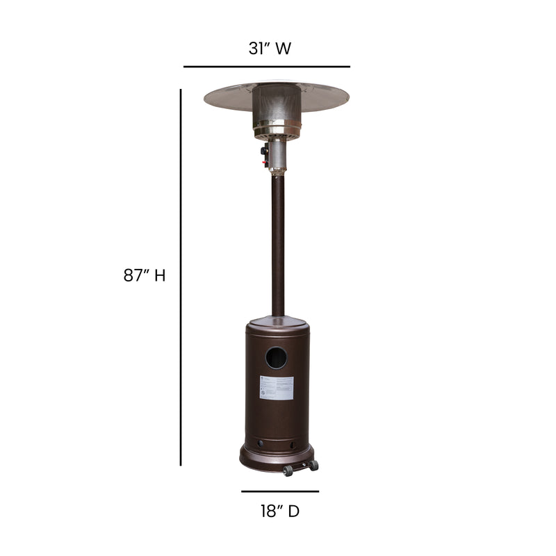 Patio Outdoor Heating-Bronze Stainless Steel 40,000 BTU Propane Heater with Wheels for Commercial & Residential Use-7.5 Feet Tall