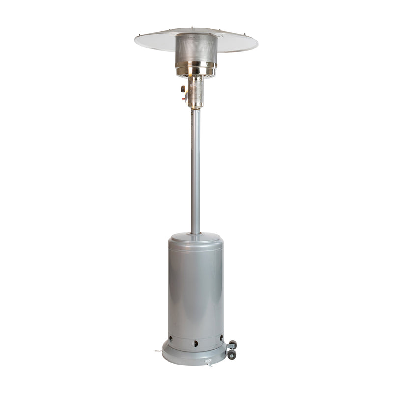 Patio Outdoor Heating-Silver Stainless Steel 40,000 BTU Propane Heater with Wheels for Commercial & Residential Use-7.5 Feet Tall