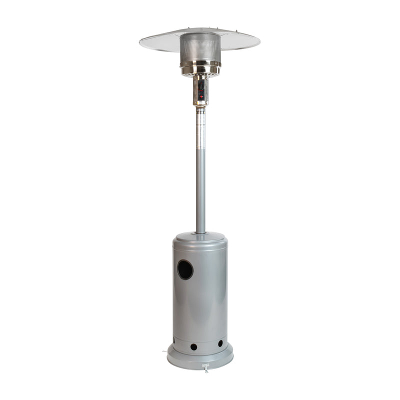 Patio Outdoor Heating-Silver Stainless Steel 40,000 BTU Propane Heater with Wheels for Commercial & Residential Use-7.5 Feet Tall