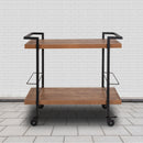 Castleberry Rustic Wood Grain and Iron Kitchen Serving and Bar Cart