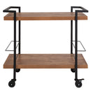 Castleberry Rustic Wood Grain and Iron Kitchen Serving and Bar Cart