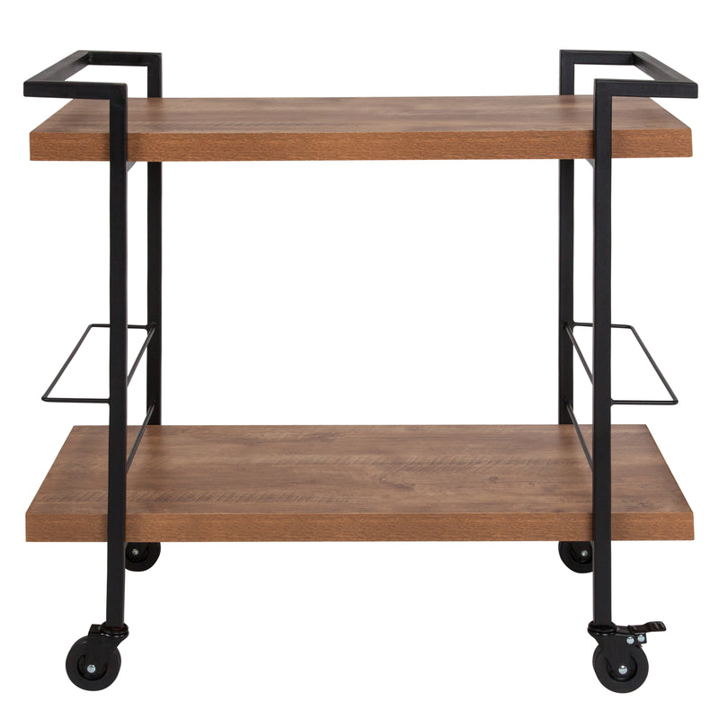 Castleberry Rustic Wood Grain and Iron Kitchen Serving and Bar Cart