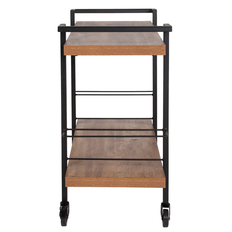 Castleberry Rustic Wood Grain and Iron Kitchen Serving and Bar Cart