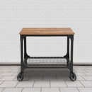 Grant Park Rustic Wood Grain and Industrial Iron Kitchen Serving and Bar Cart