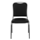 SINGLEWAVE Series Stacking Banquet Chair in Black Vinyl - Silver Vein Frame